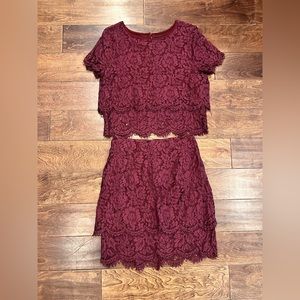 Two piece lace crop top & skirt